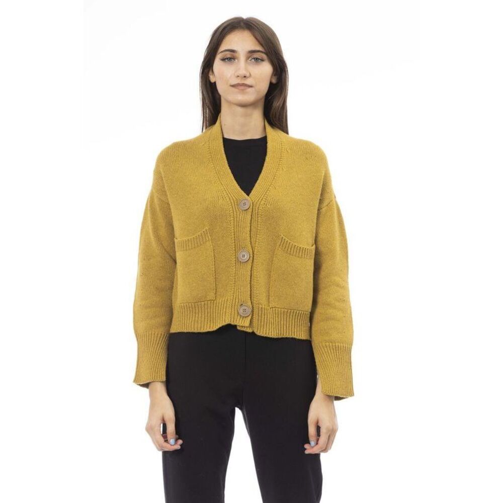 Alpha Studio Button Front Cardigan Women Yellow Cardigans